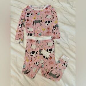 Little Sleepies 2-piece Pajamas- pink farm animals